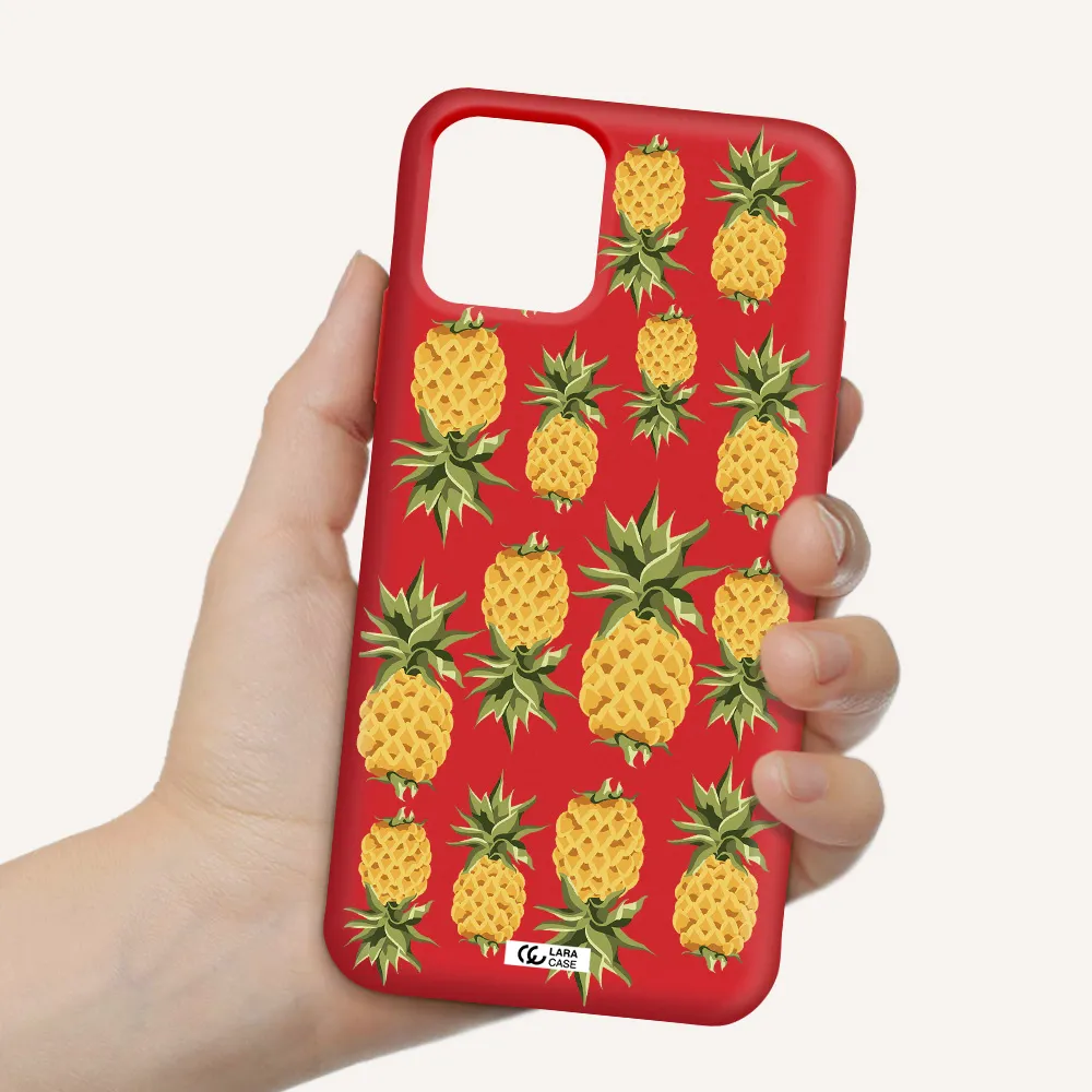 Pineapples Apple iPhone 11 pro max Silicone Imperial Red Case