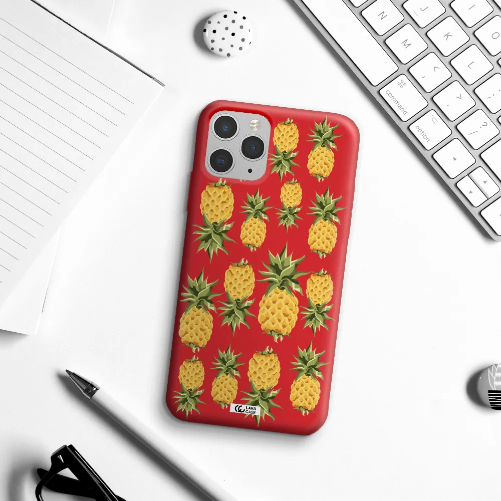 Pineapples Apple iPhone 11 pro max Silicone Imperial Red Case