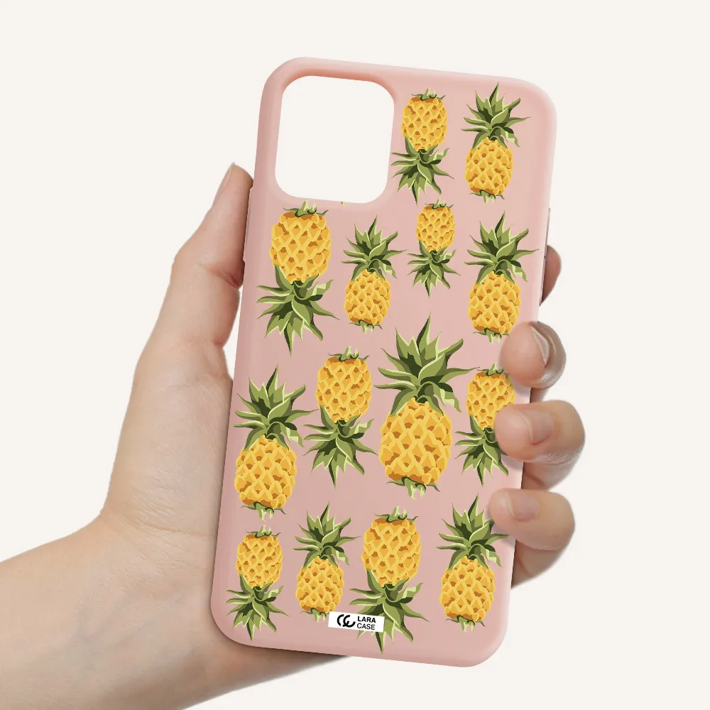 Pineapples Apple iPhone 11 pro Silicone pastel pink Case