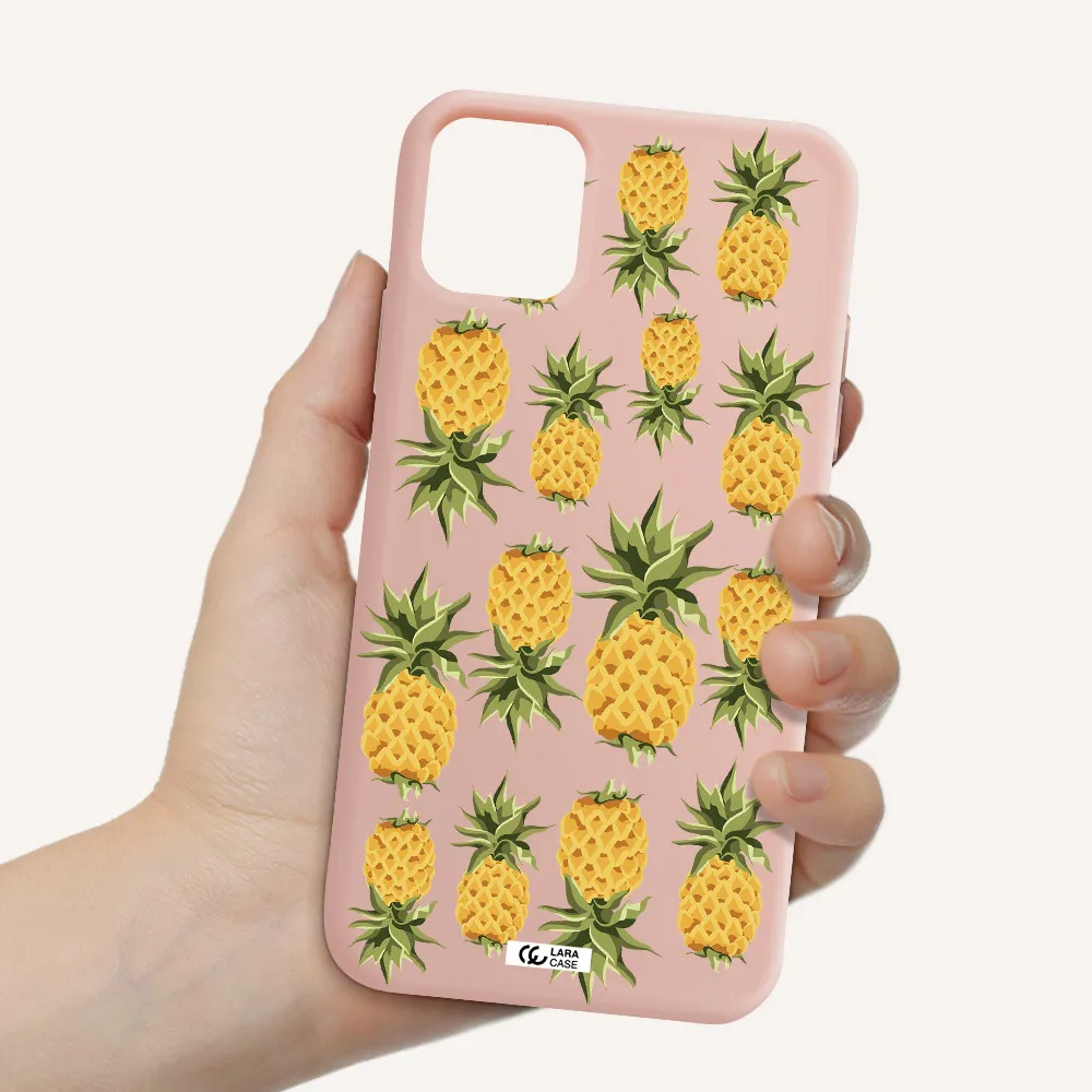Pineapples Apple iPhone 11 Silicone pastel pink Case