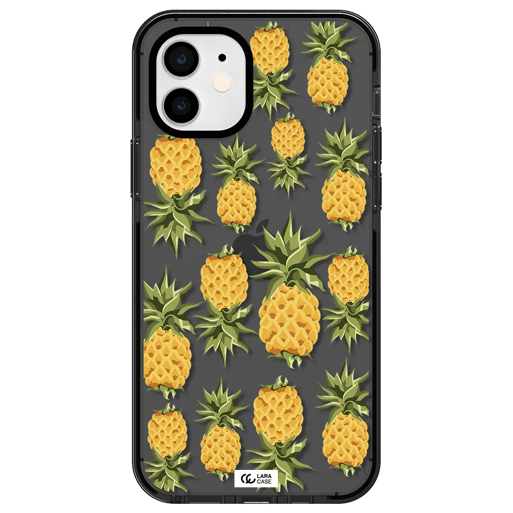 Pineapples Apple iPhone 12 impact Smoke Black Case