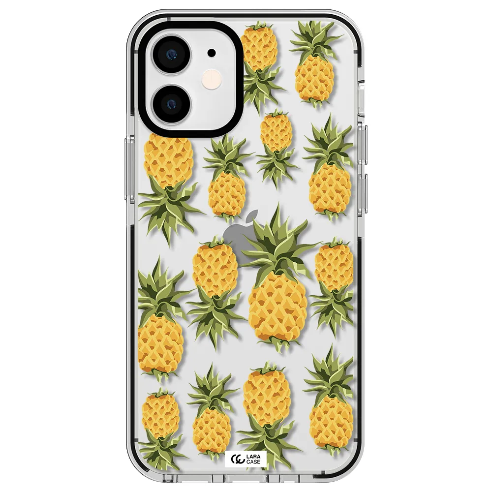 Pineapples Apple iPhone 12 mini impact black border Case