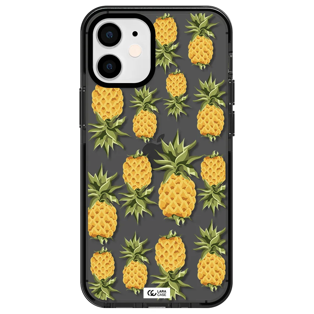 Pineapples Apple iPhone 12 mini impact Smoke Black Case