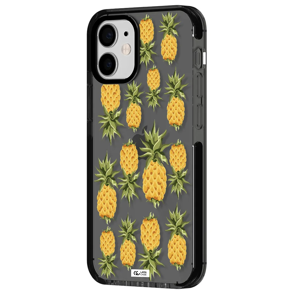 Pineapples Apple iPhone 12 mini impact Smoke Black Case