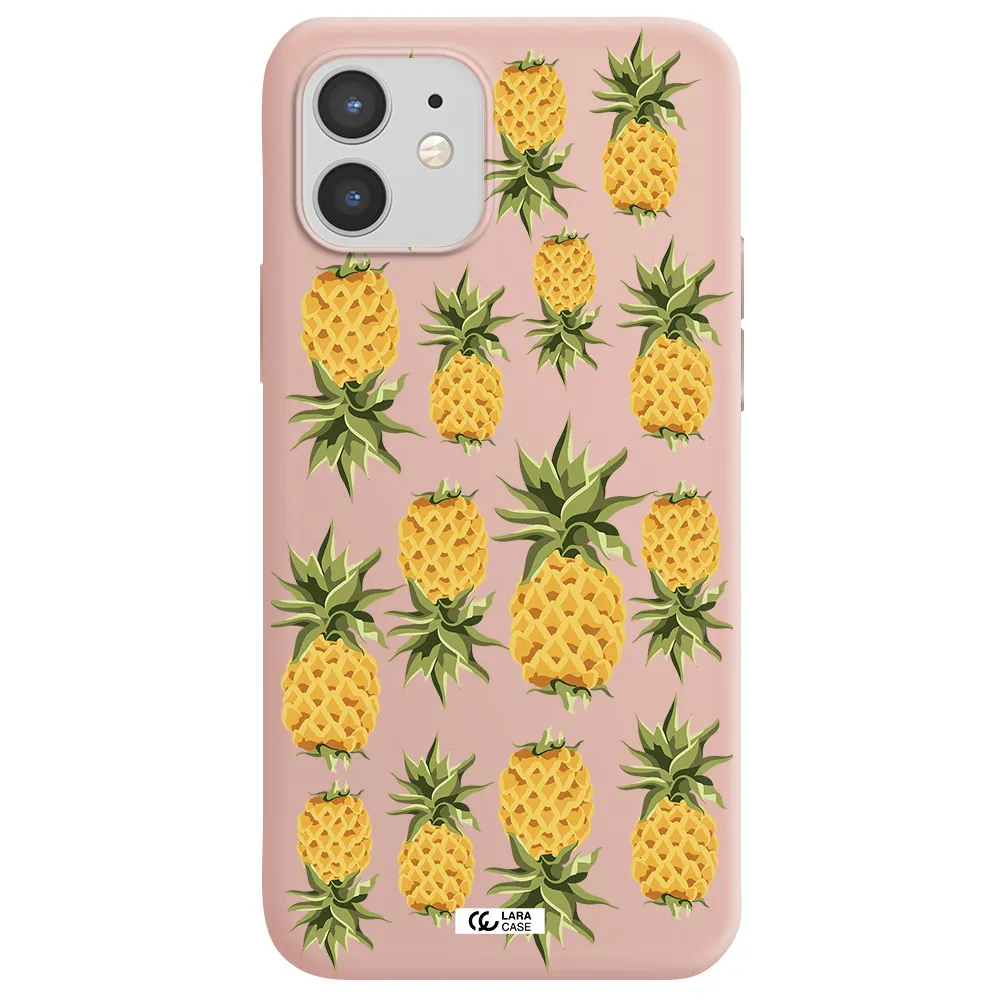 Pineapples Apple iPhone 12 mini Silicone pastel pink Case