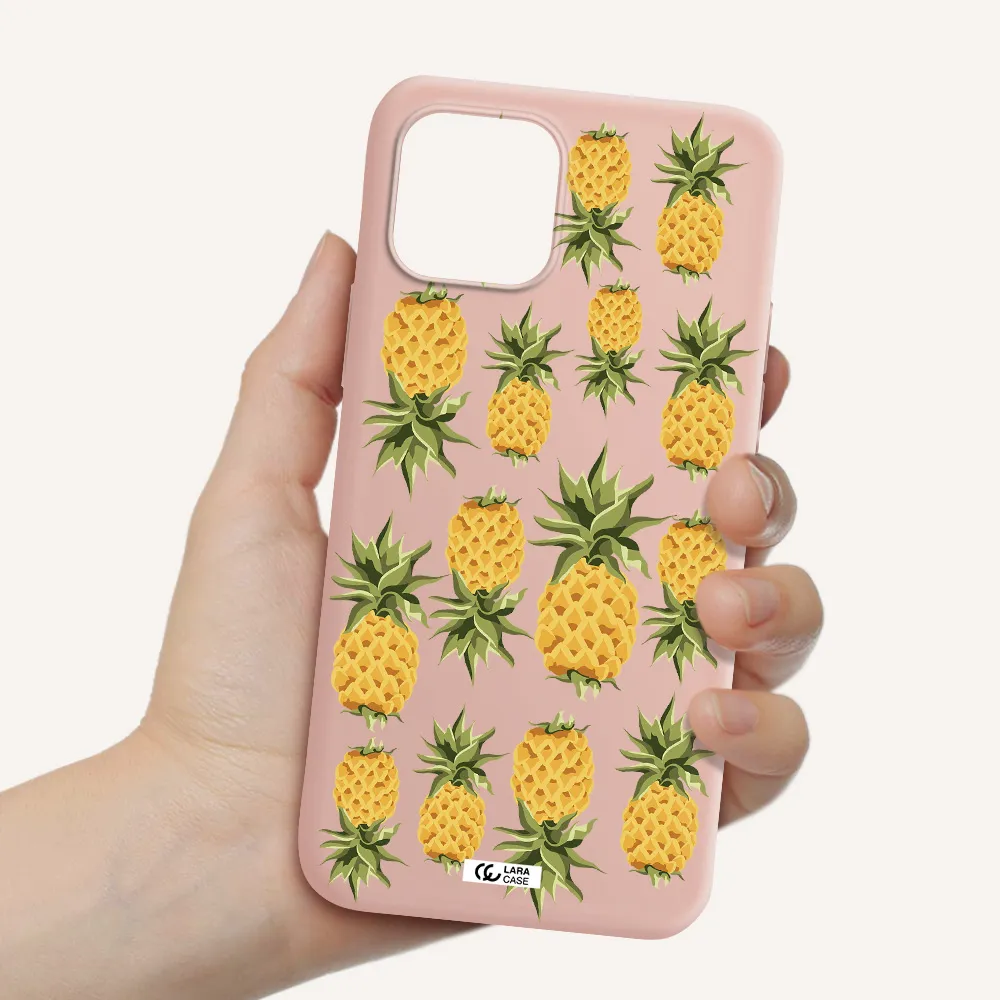 Pineapples Apple iPhone 12 mini Silicone pastel pink Case