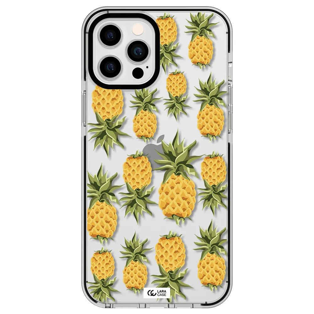 Pineapples Apple iPhone 12 pro max impact black border Case