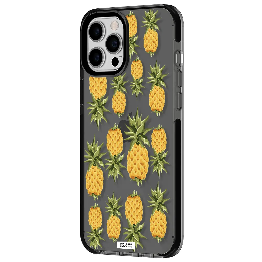 Pineapples Apple iPhone 12 pro max impact Smoke Black Case