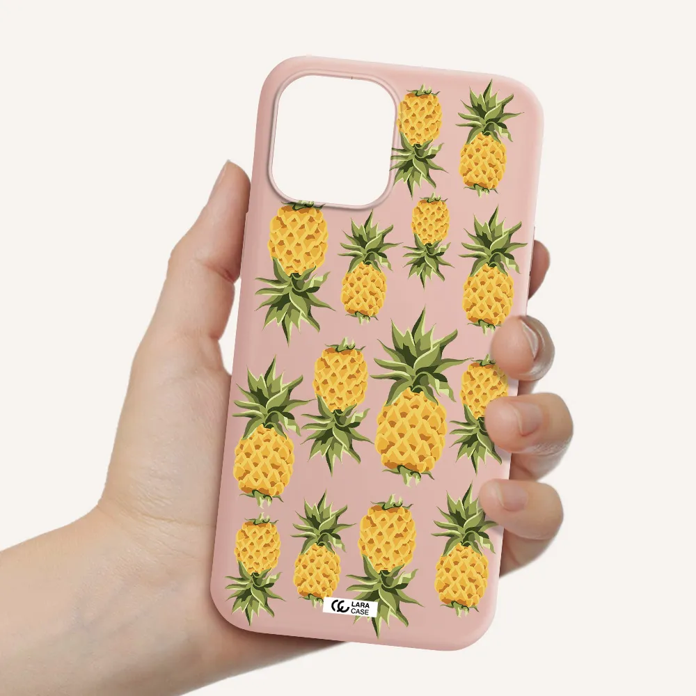 Pineapples Apple iPhone 12 pro max Silicone pastel pink Case