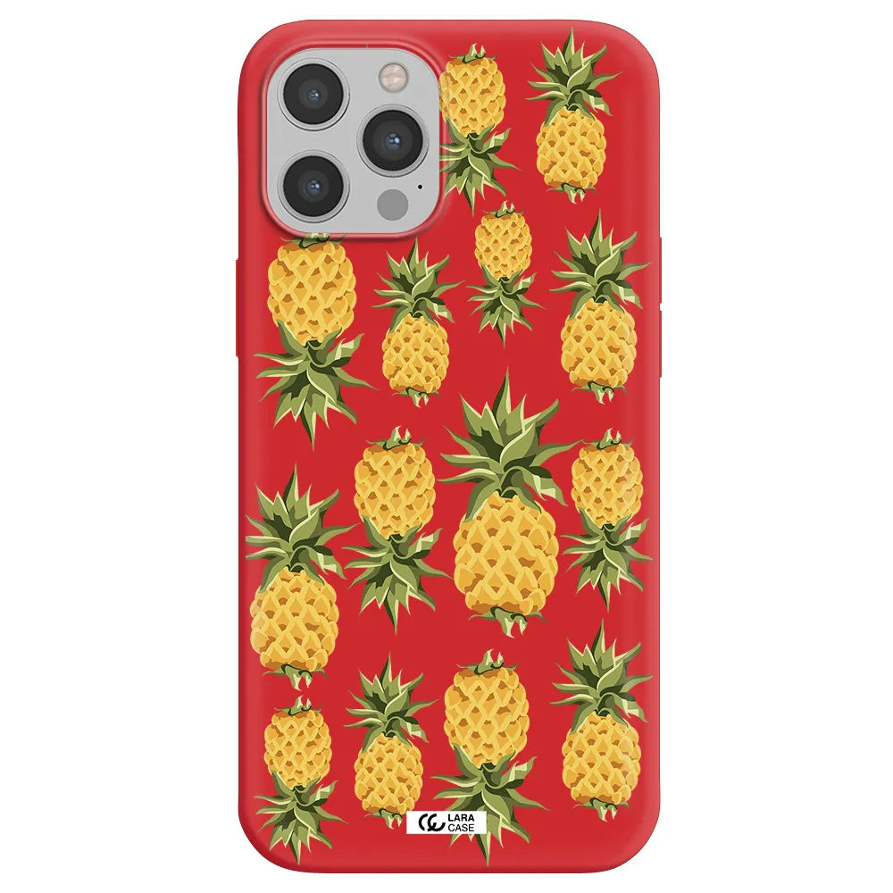 Pineapples Apple iPhone 12 pro Silicone Imperial Red Case
