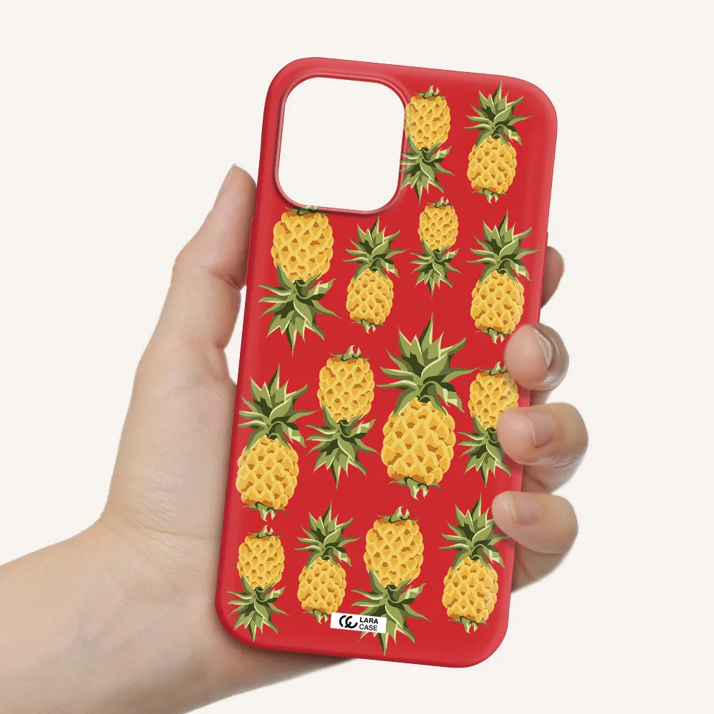 Pineapples Apple iPhone 12 pro Silicone Imperial Red Case