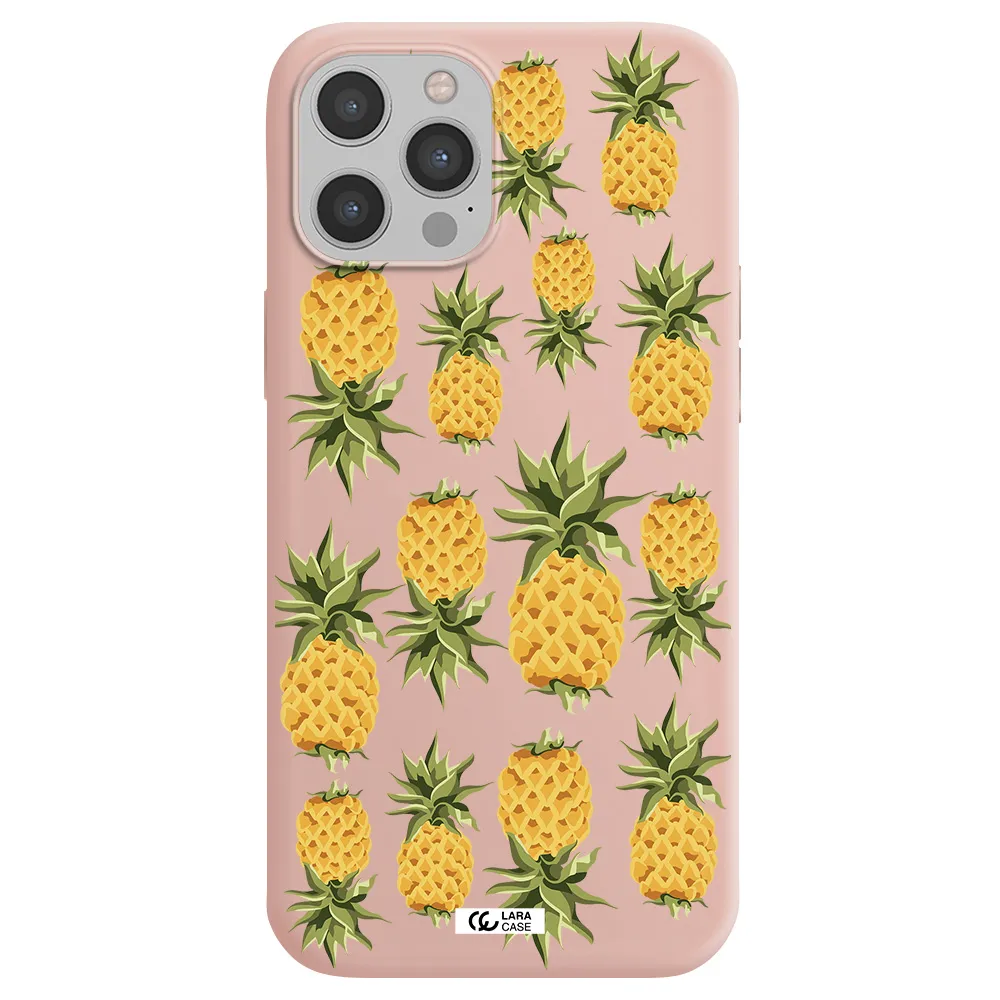 Pineapples Apple iPhone 12 pro Silicone pastel pink Case