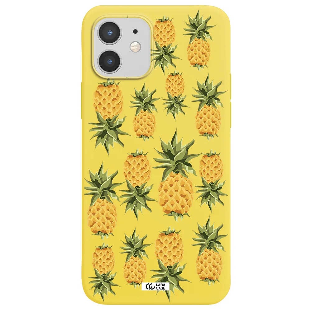 Pineapples Apple iPhone 12 Silicone canary yellow Case