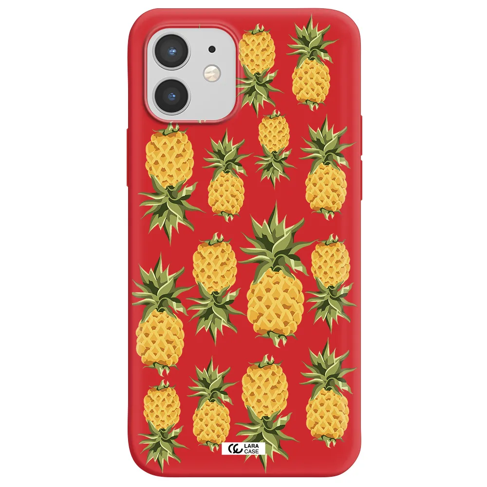 Pineapples Apple iPhone 12 Silicone Imperial Red Case