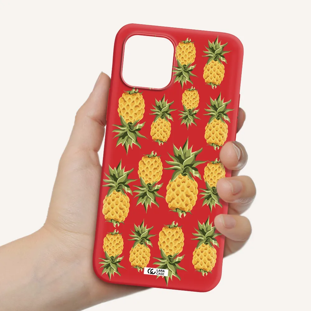 Pineapples Apple iPhone 12 Silicone Imperial Red Case
