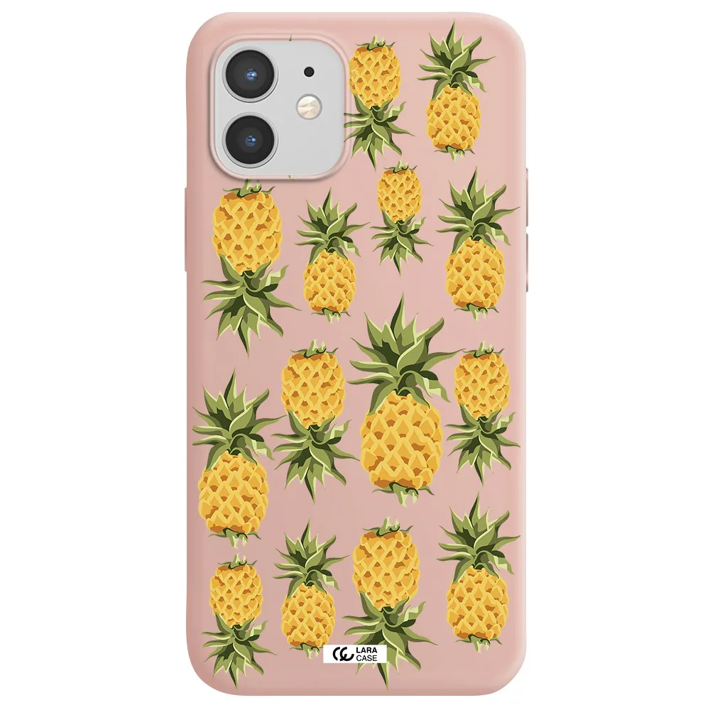 Pineapples Apple iPhone 12 Silicone pastel pink Case