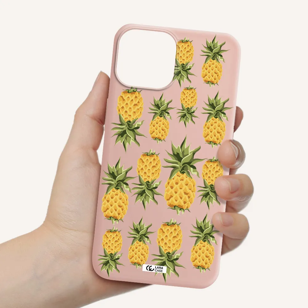 Pineapples Apple iPhone 13 mini Silicone pastel pink Case