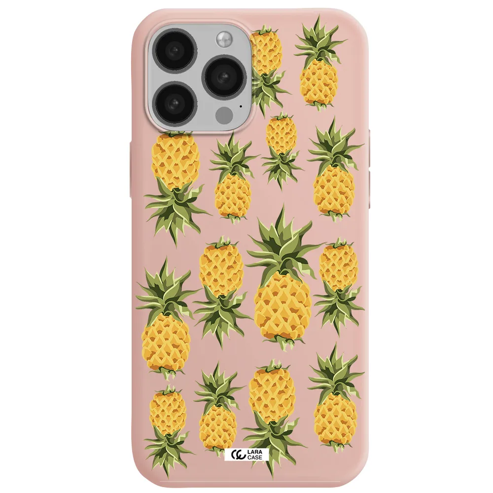 Pineapples Apple iPhone 13 Pro Silicone pastel pink Case