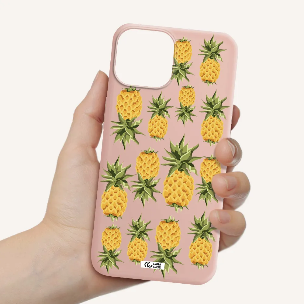 Pineapples Apple iPhone 13 Silicone pastel pink Case
