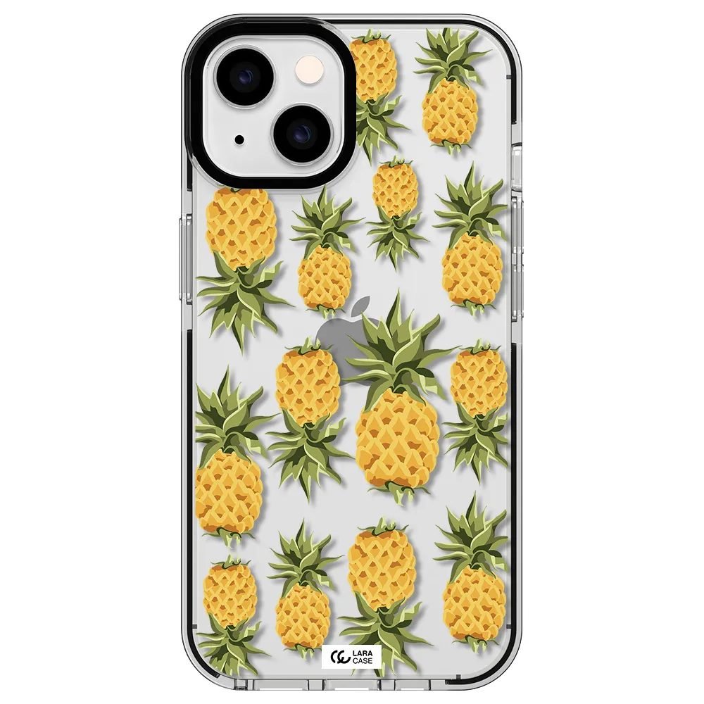 Pineapples Apple iPhone 14 impact black border Case
