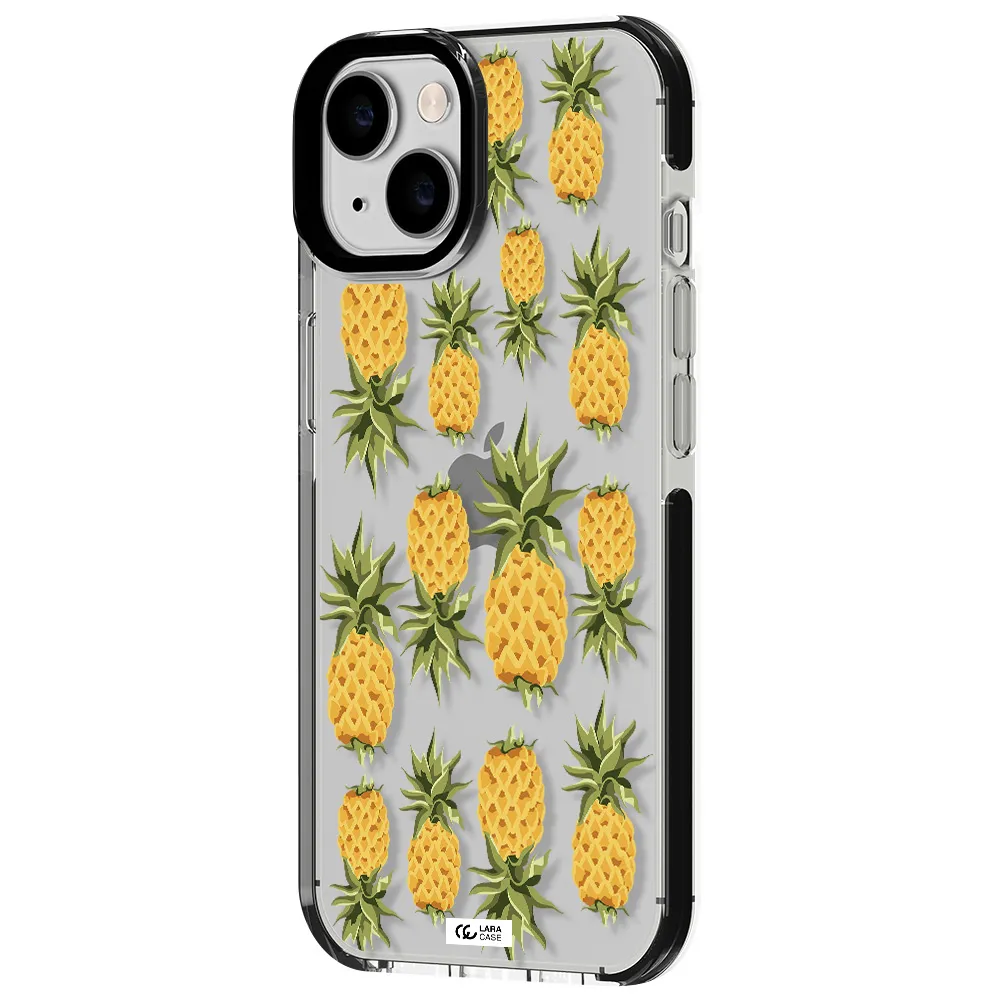 Pineapples Apple iPhone 14 impact black border Case