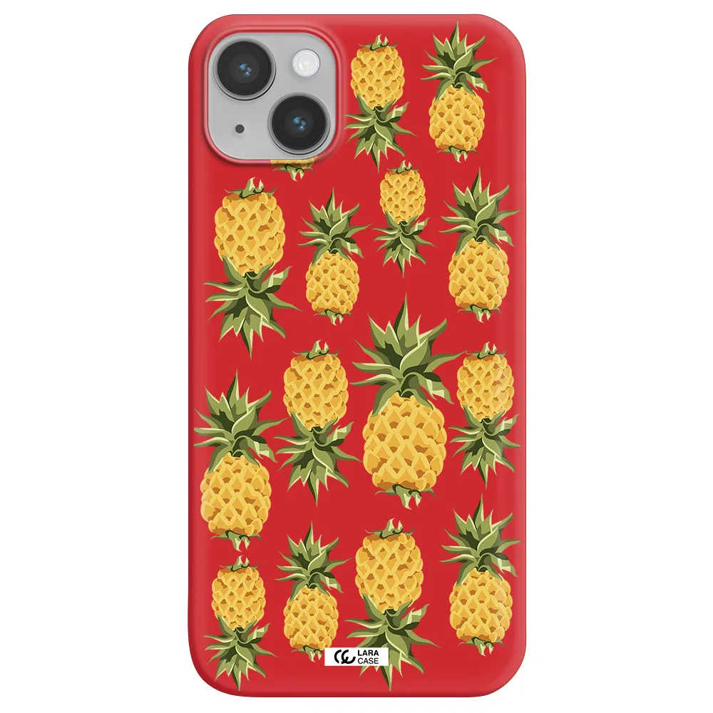 Pineapples Apple iPhone 14 plus Silicone Imperial Red Case