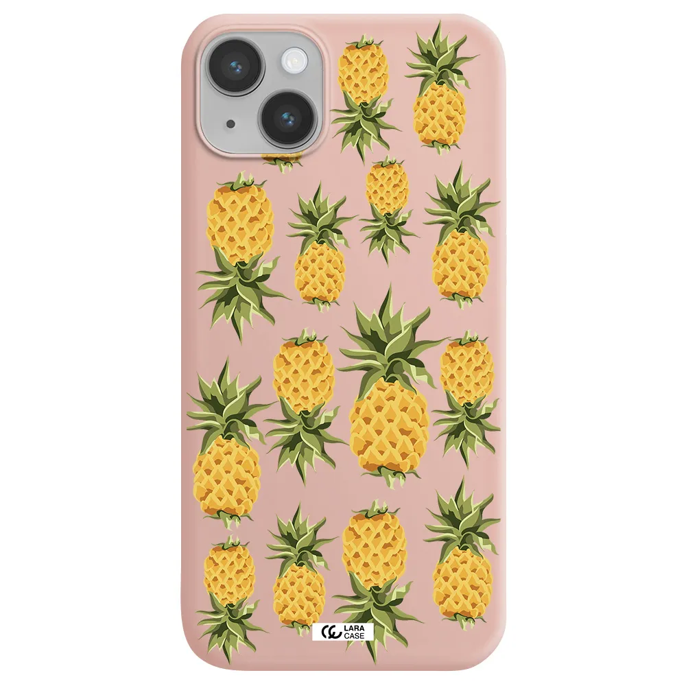 Pineapples Apple iPhone 14 plus Silicone pastel pink Case