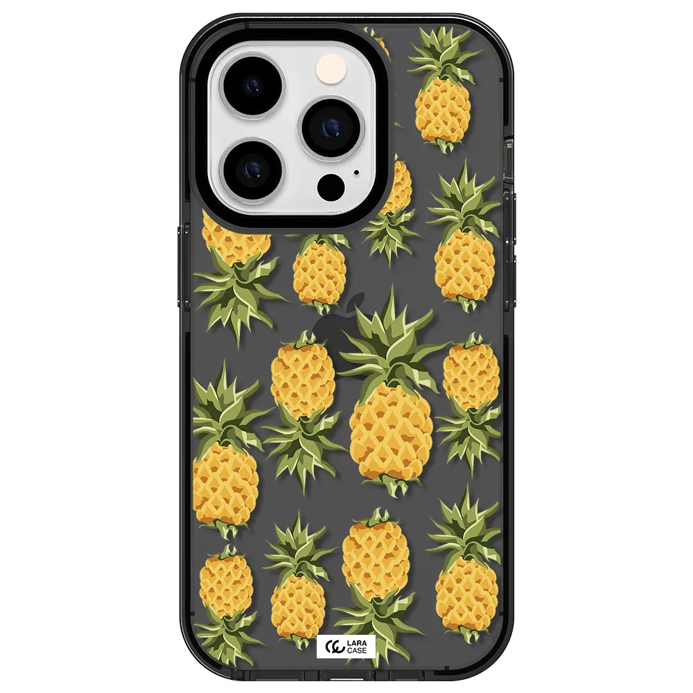 Pineapples Apple iPhone 14 pro impact Smoke Black Case