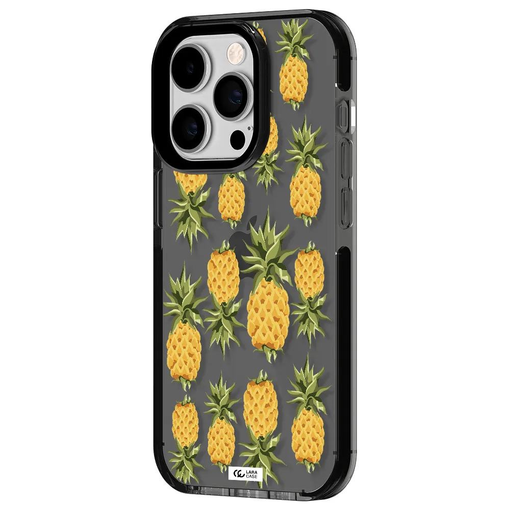 Pineapples Apple iPhone 14 pro impact Smoke Black Case