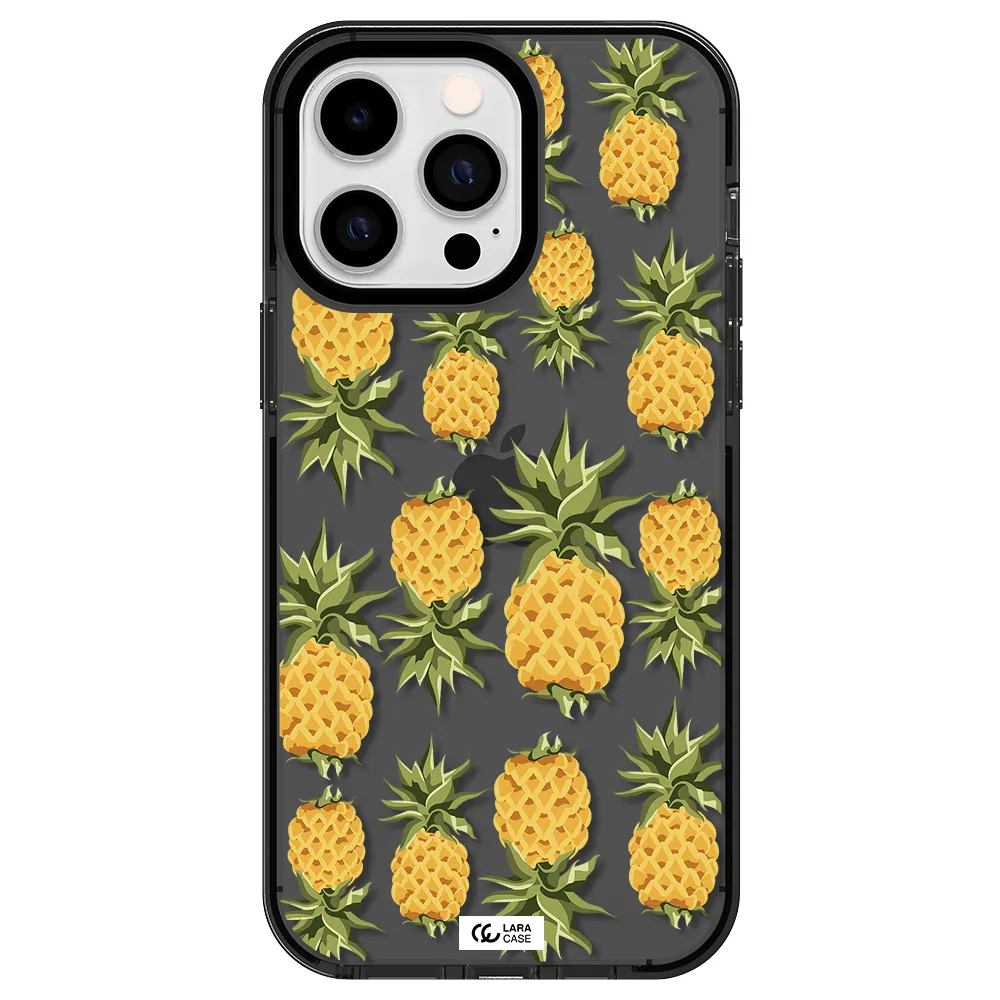 Pineapples Apple iPhone 14 pro max impact Smoke Black Case