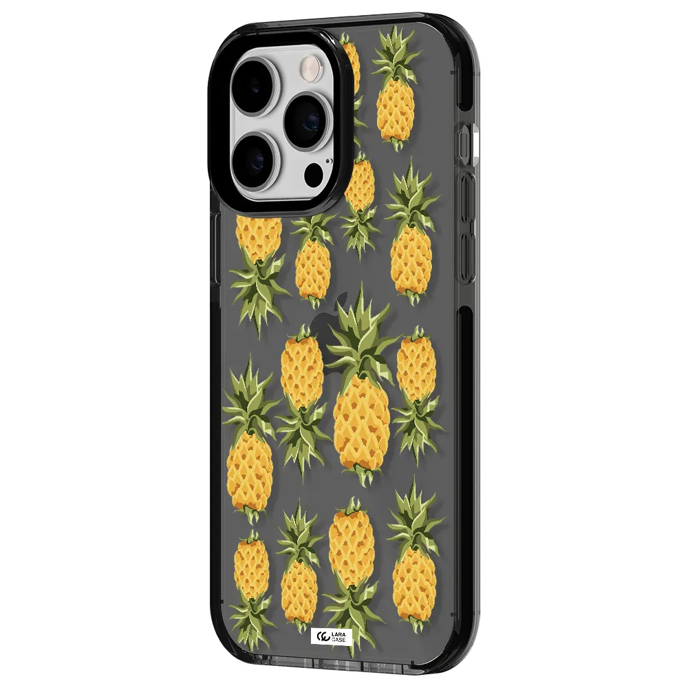 Pineapples Apple iPhone 14 pro max impact Smoke Black Case