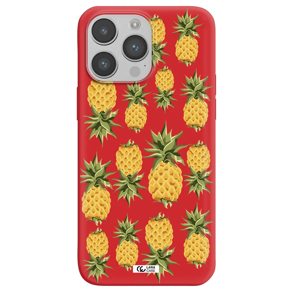 Pineapples Apple iPhone 14 pro max Silicone Imperial Red Case