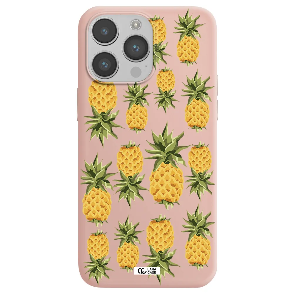 Pineapples Apple iPhone 14 pro max Silicone pastel pink Case