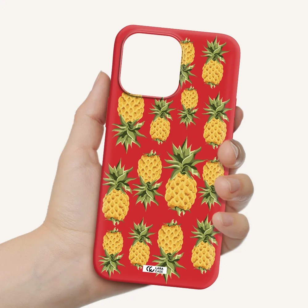 Pineapples Apple iPhone 14 pro Silicone Imperial Red Case