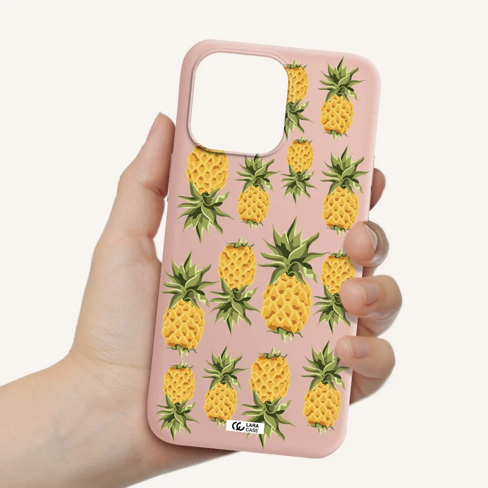 Pineapples Apple iPhone 14 pro Silicone pastel pink Case