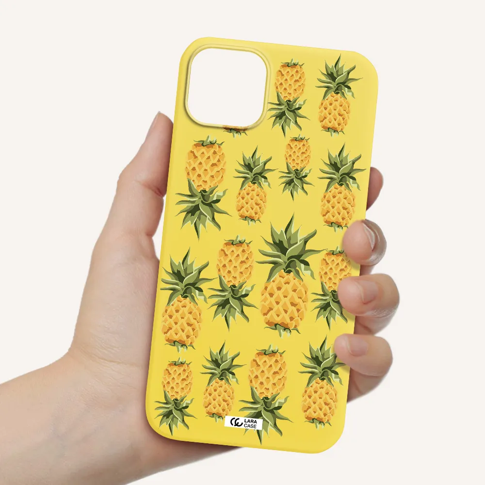 Pineapples Apple iPhone 14 Silicone canary yellow Case