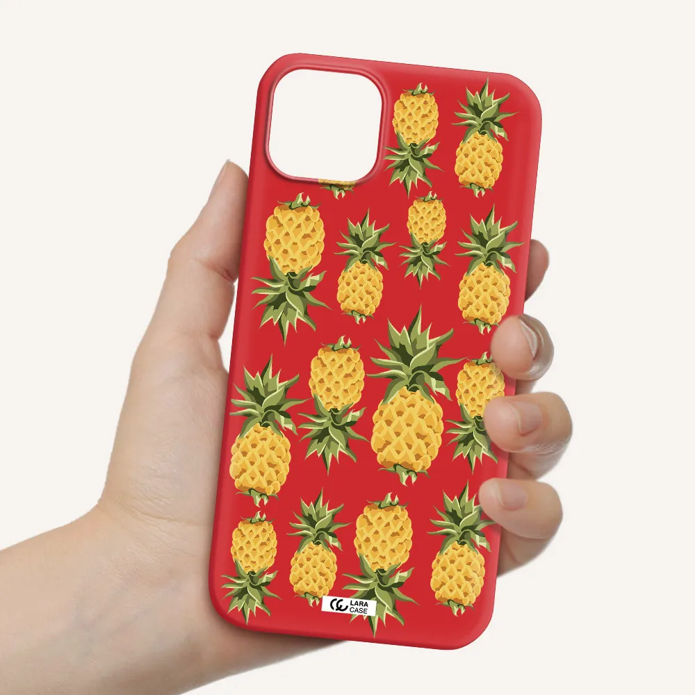 Pineapples Apple iPhone 14 Silicone Imperial Red Case