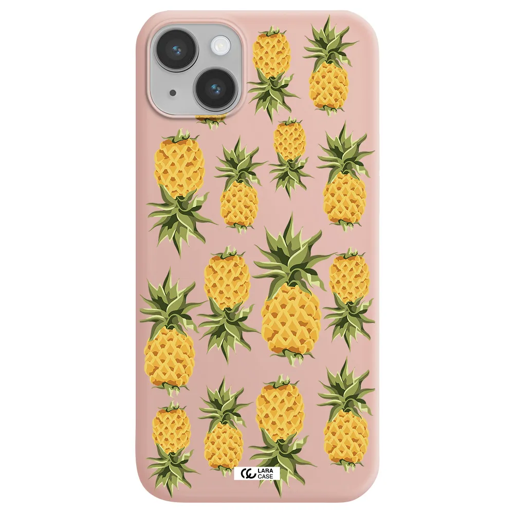 Pineapples Apple iPhone 14 Silicone pastel pink Case