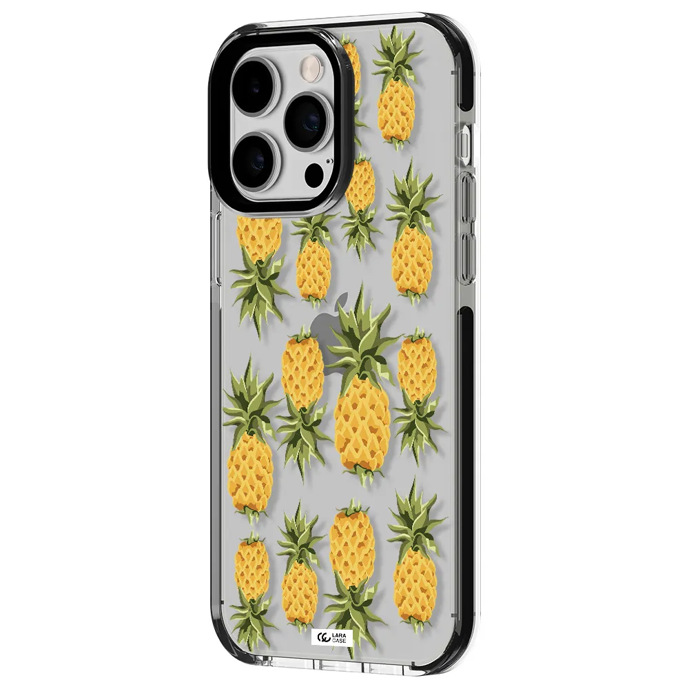 Pineapples Apple iPhone 15 Pro Max impact black border Case