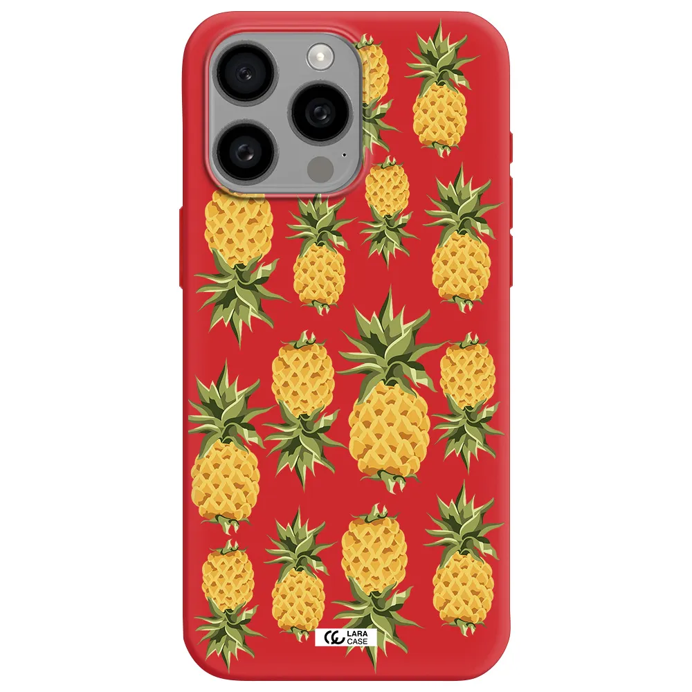 Pineapples Apple Iphone 15 Pro Max Silicone Imperial Red Case