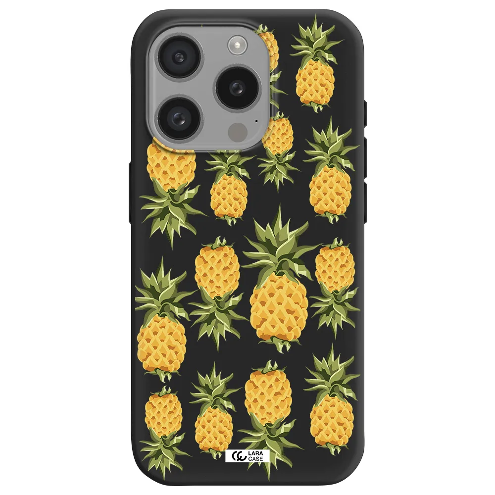 Pineapples Apple Iphone 15 Pro Silicone Black Case