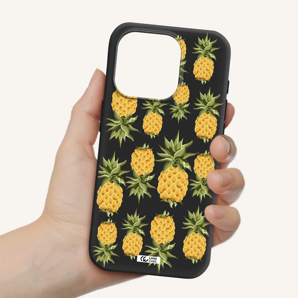 Pineapples Apple Iphone 15 Pro Silicone Black Case