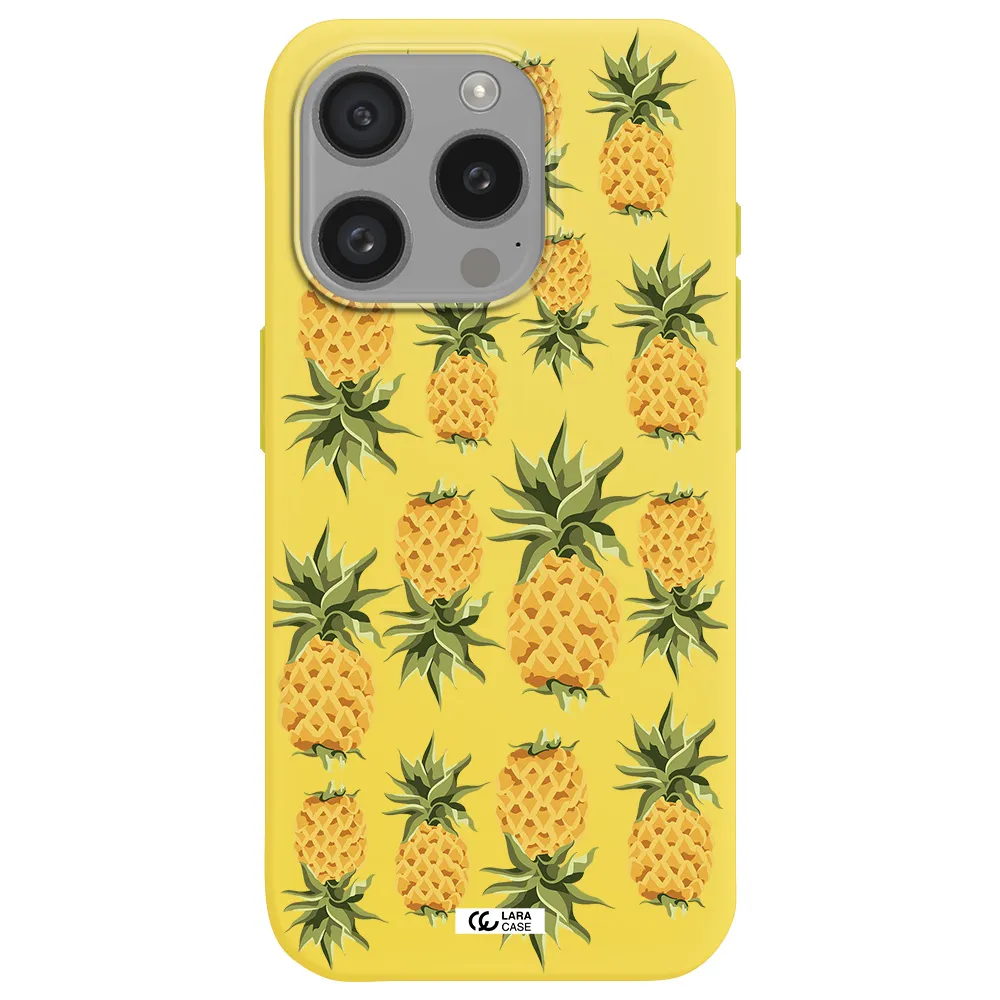 Pineapples Apple Iphone 15 Pro Silicone Canary Yellow Case