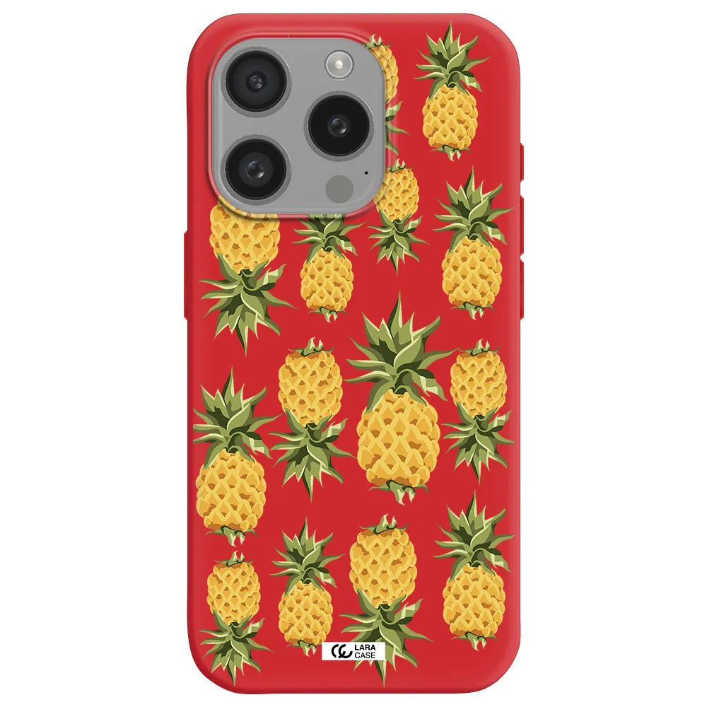 Pineapples Apple Iphone 15 Pro Silicone Imperial Red Case
