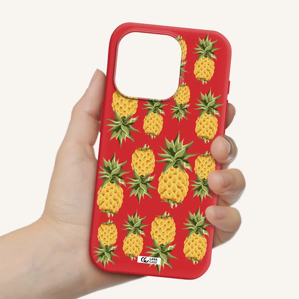 Pineapples Apple Iphone 15 Pro Silicone Imperial Red Case