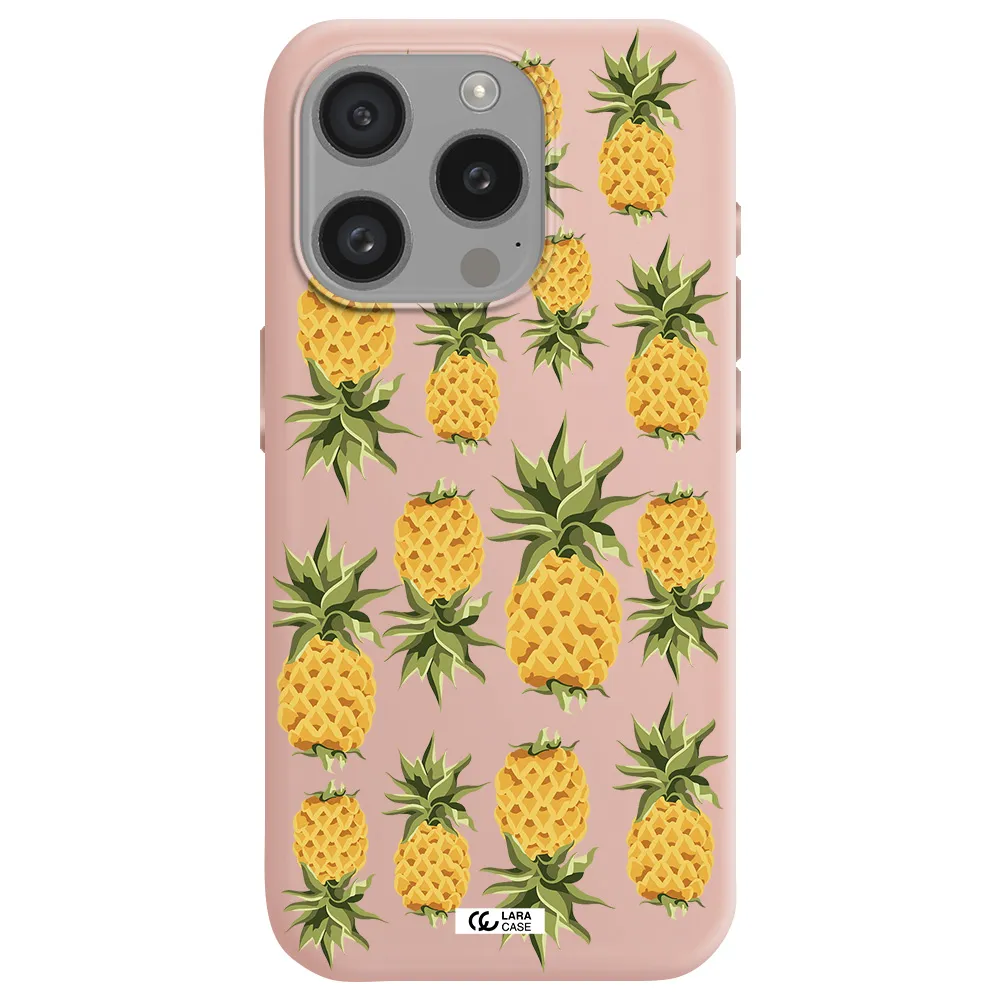 Pineapples Apple Iphone 15 Pro Silicone Pastel Pink Case