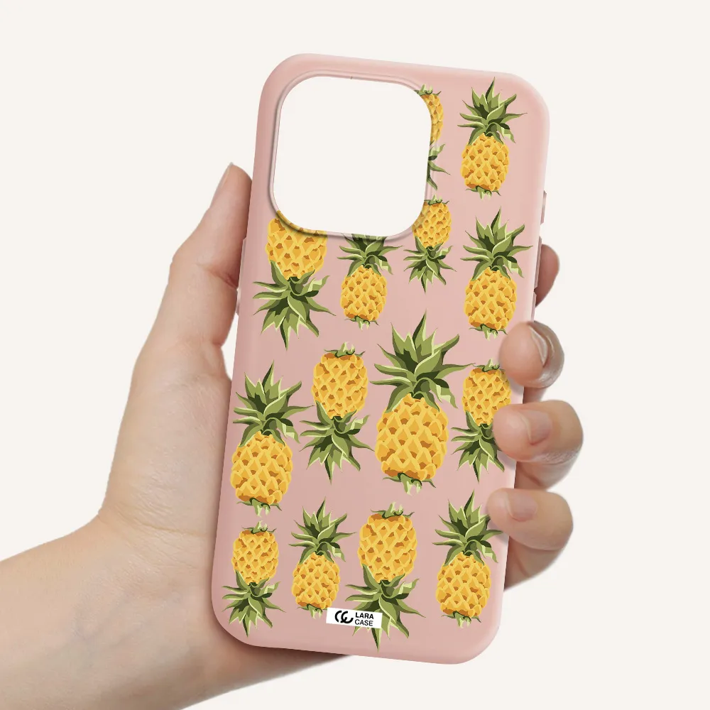 Pineapples Apple Iphone 15 Pro Silicone Pastel Pink Case