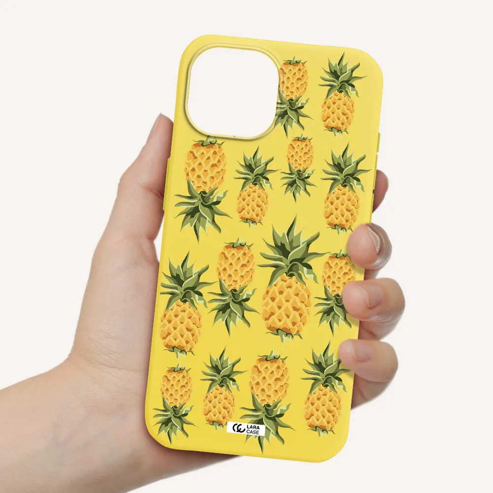Pineapples Apple iPhone 15 Silicone canary yellow Case