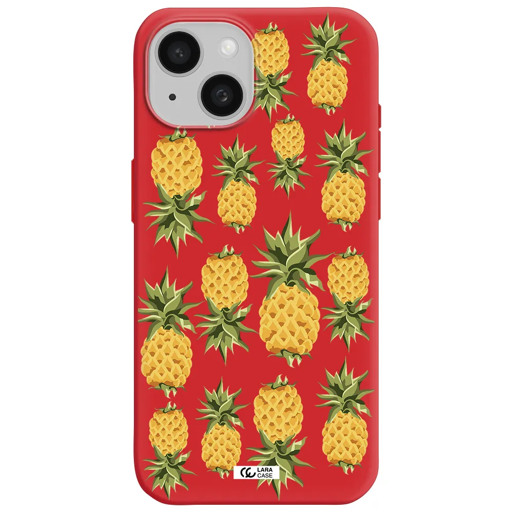 Pineapples Apple Iphone 15 Silicone Imperial Red Case