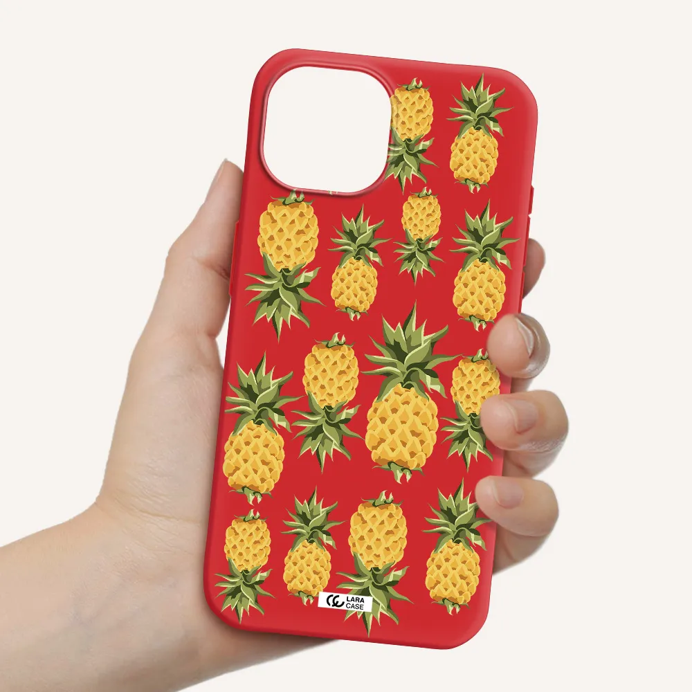 Pineapples Apple Iphone 15 Silicone Imperial Red Case